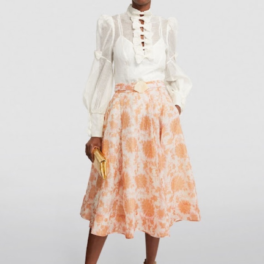 **NWT Stunning Zimmermann Postcard Floral Circle Skirt with Seashell belt**